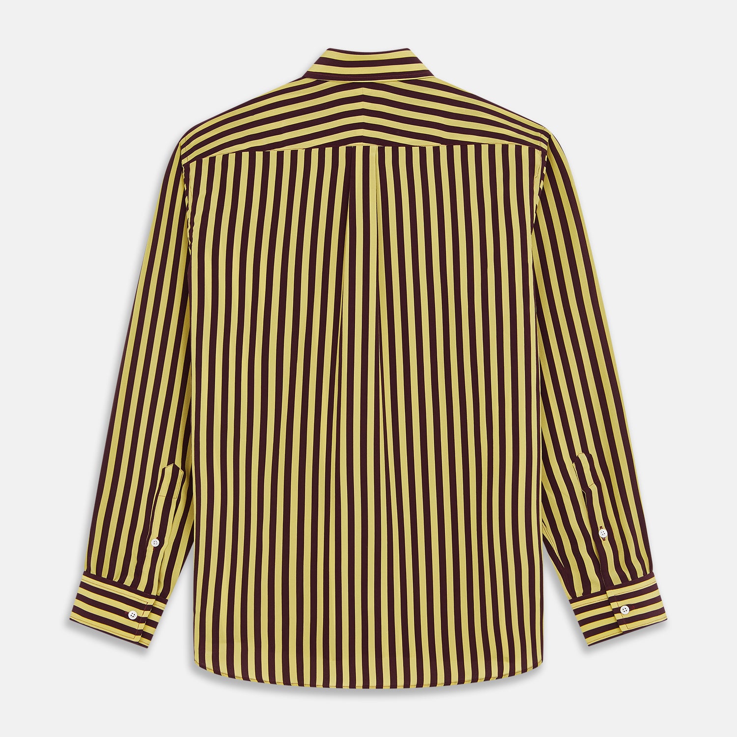 Image 5 of product Yellow and Burgundy Candy Stripe Silk Weekend Fit Harold Shirt