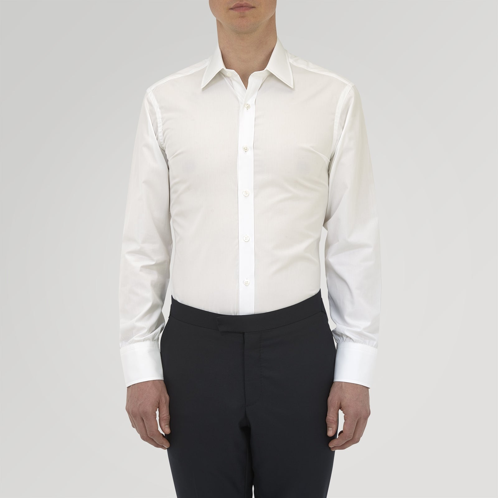 Image 3 of product Tailored Fit Two-Fold 120 White Cotton Shirt with Kent Collar and Double Cuffs