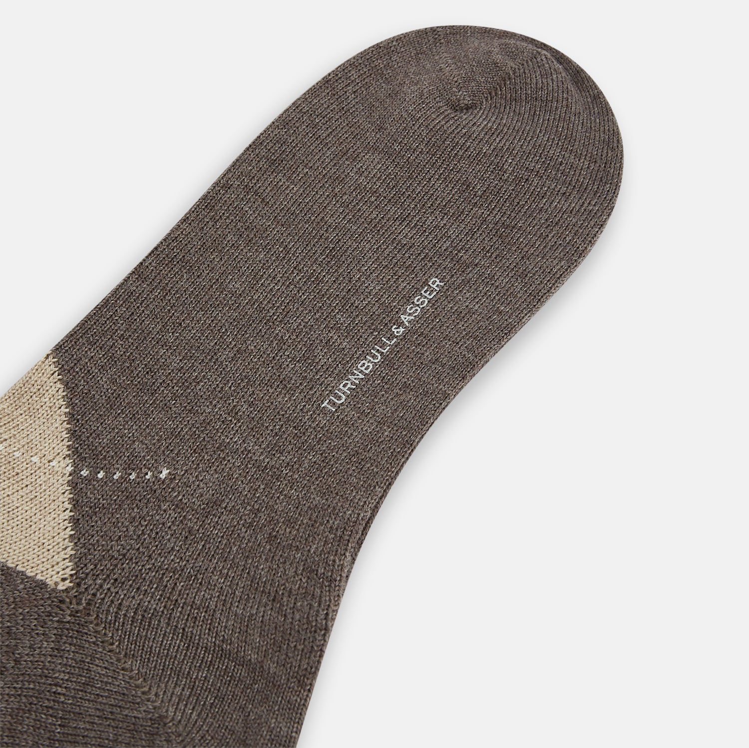 Image 3 of product A single Turnbull & Asser Grey Melange Wool Check Mid-Length Sock, shown against a white background.