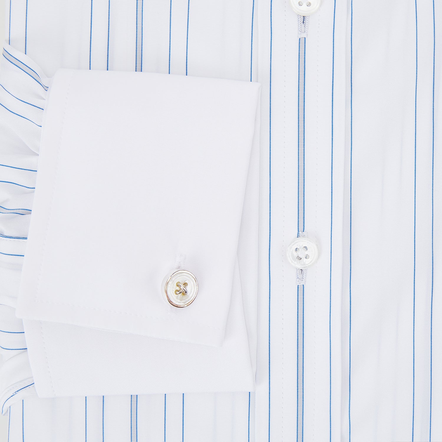 Image 4 of product Pale Blue Multi Stripe Shirt with Contrast Collar and Double Cuffs