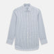 The Turnbull & Asser Blue Multi Tattersall Check Mayfair Shirt is a long-sleeved, button-down shirt featuring a small blue and white check pattern, pointed collar, and cuffs, shown laid flat on a white background.