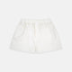 Turnbull & Asser Cream Silk Boxer Shorts feature an elastic waistband and a minimalist design, offering comfort and timeless style in premium silk, beautifully displayed flat on a light gray background.