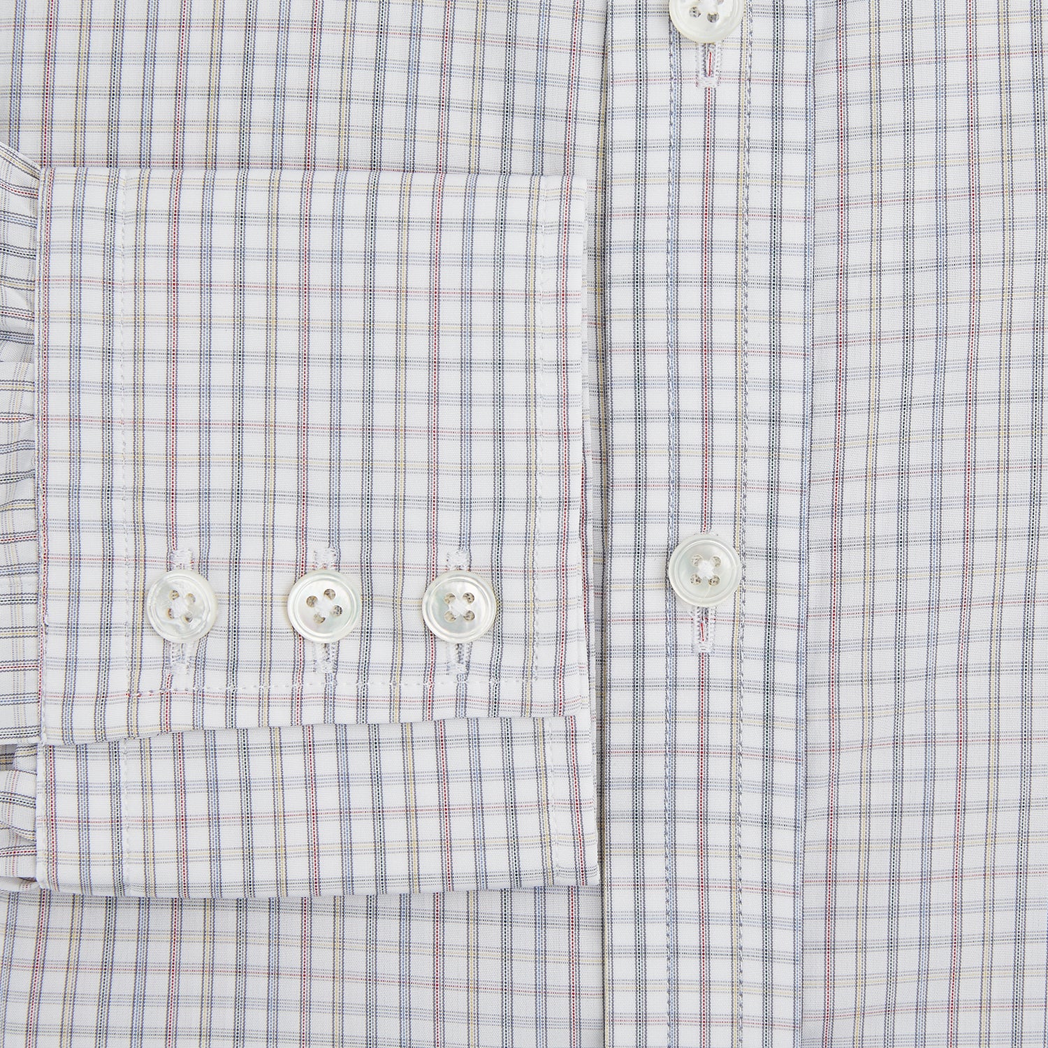 Image 4 of product The Turnbull & Asser Sky Blue Multi Graph Check Shirt features long sleeves, a button-up front, pointed T&A collar, buttoned cuffs, and a small blue-and-white check pattern, shown on a white background.