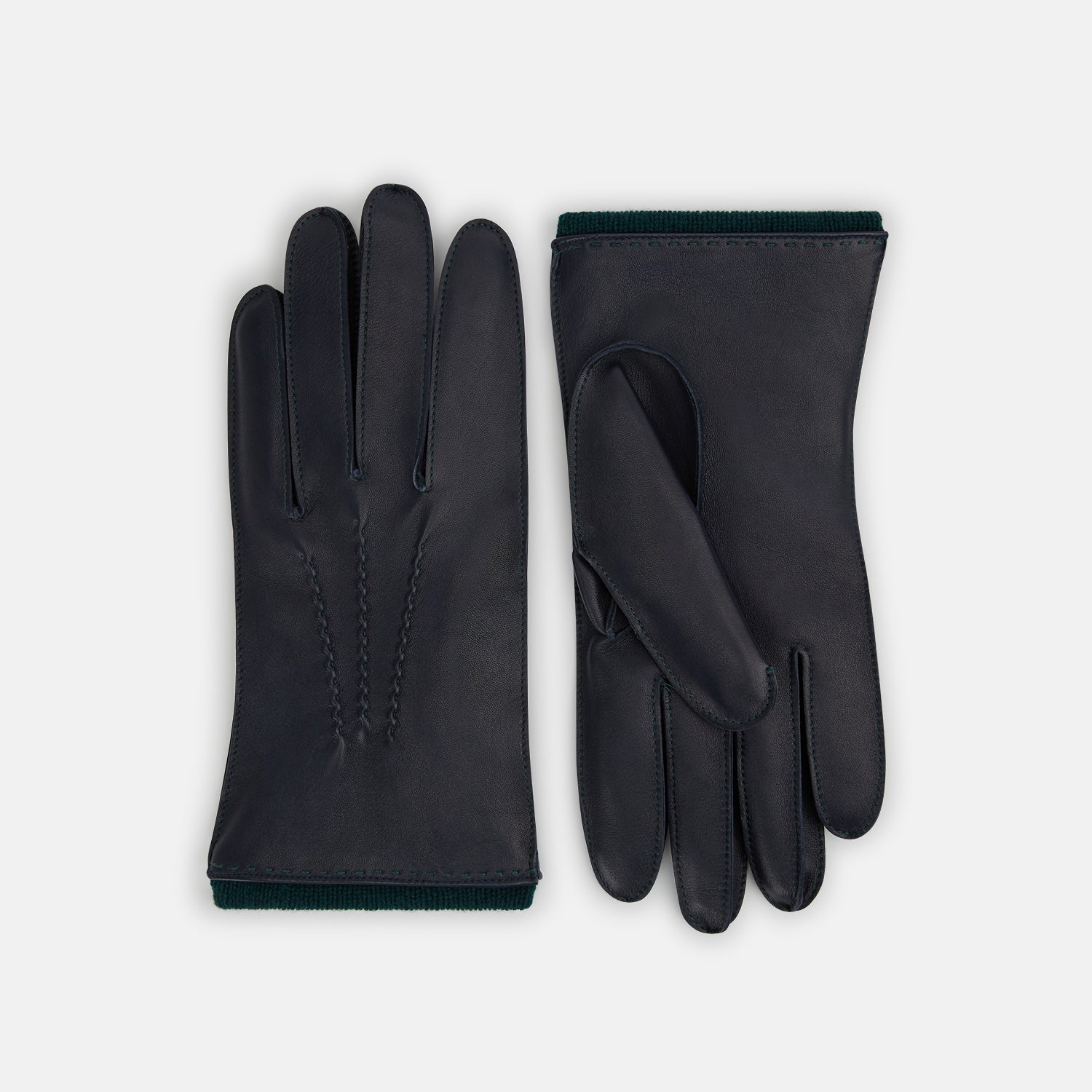 Image 1 of product Navy/Forest Green Cashmere-Lined Hairsheep Leather Gloves