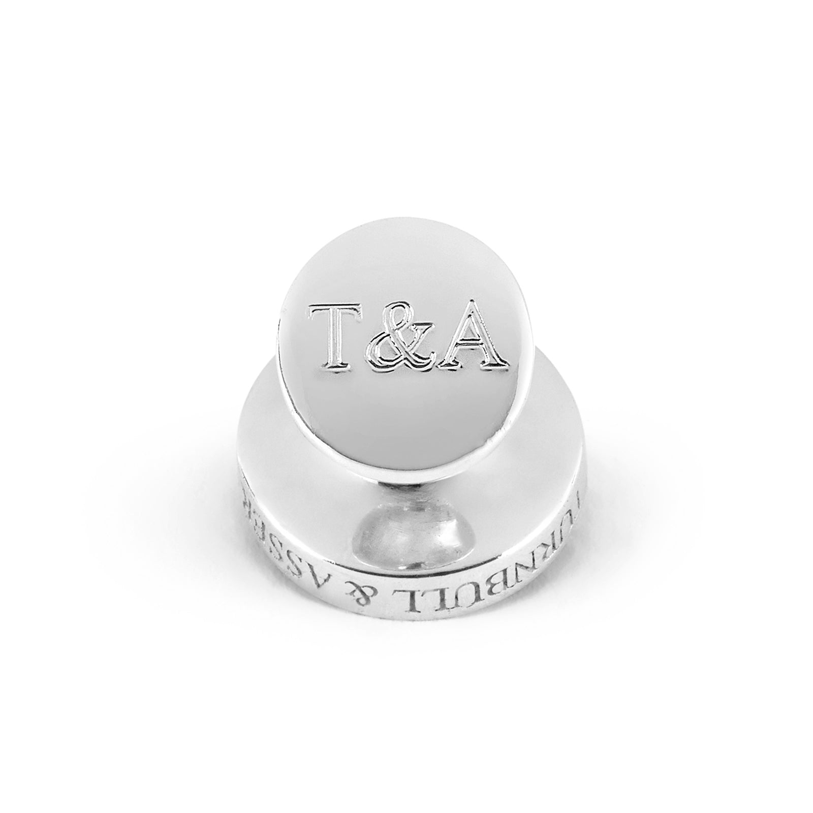 Image 2 of product Turnbull & Asser Blue Sterling Silver Mother-of-Pearl Button Cufflinks feature a four-hole blue button design, crafted in sterling silver, displayed on a white background.