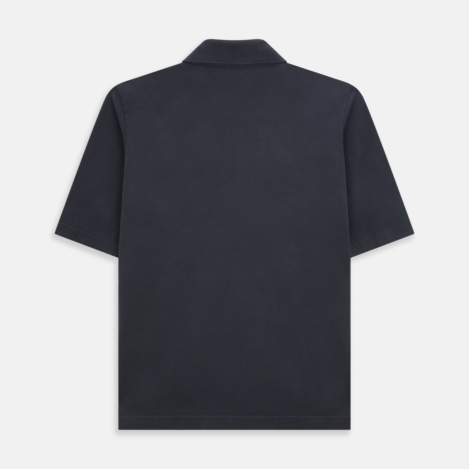 Image 3 of product The Turnbull & Asser Charcoal Polo Shirt is a short-sleeve, soft cotton jersey top with a collar, three-button placket, and a left chest pocket, shown on a plain white background.