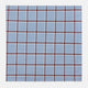 The Turnbull & Asser Blue and Burgundy Windowpane Check Hand-Rolled Handkerchief features a light blue fabric with white, red, and dark blue stripes forming a classic plaid grid.