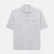 A soft pink cotton polo shirt by Turnbull & Asser features short sleeves, a contrasting white collar, three dark buttons, and a left chest pocket. Laid flat on a white background—it’s perfect for modern men’s fashion.