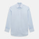 The Turnbull & Asser Light Blue Mayfair Shirt features white buttons, a classic collar, and buttoned cuffs—styled flat on a white background, it’s ideal for minimalist outfits or pairing with bold ties.