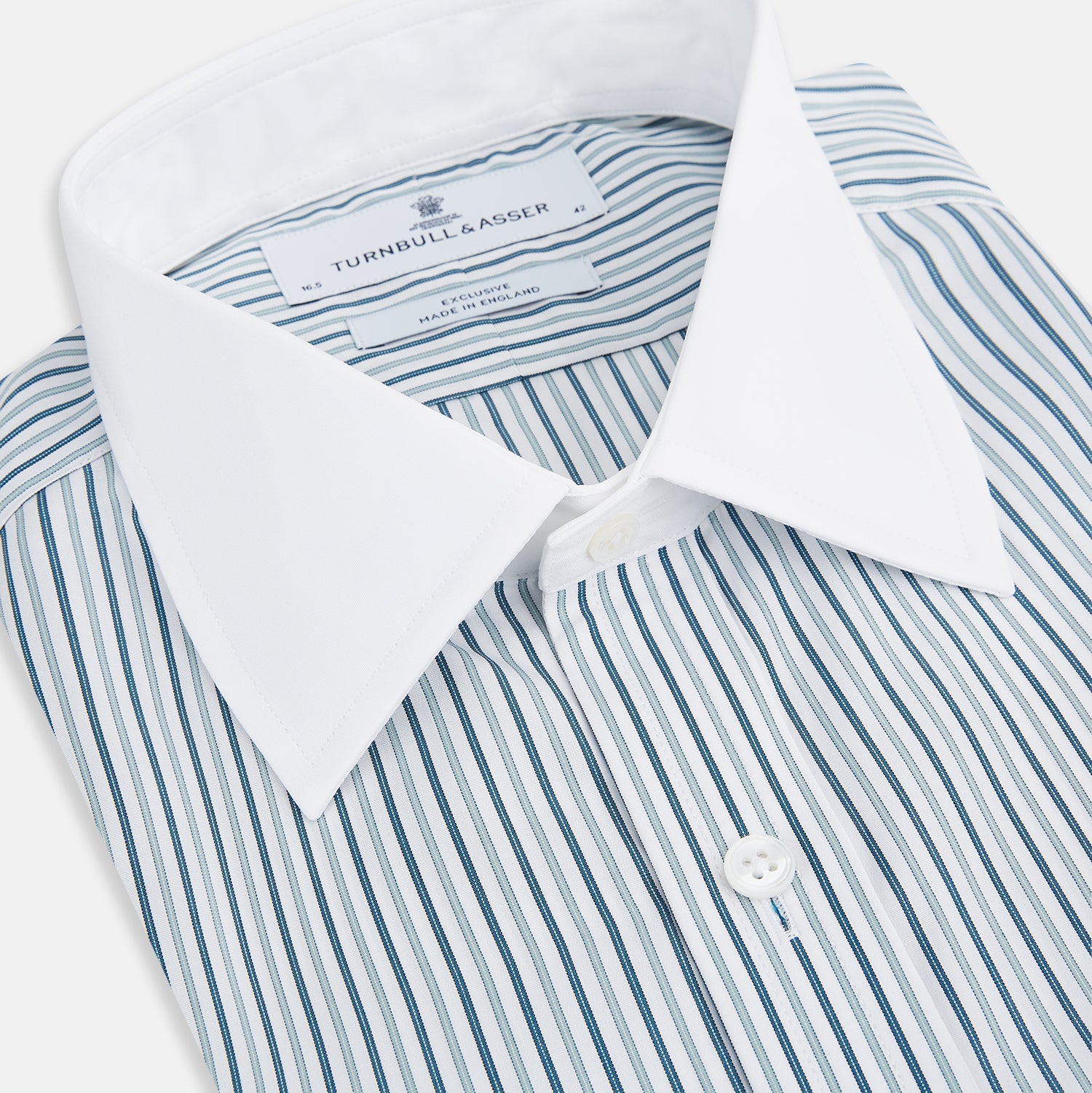 Image 2 of product Green Double Stripe Shirt with Contrast T&A Collar and Cuffs