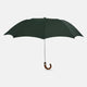 The Turnbull & Asser Forest Green Telescopic Umbrella features a silver shaft and a brown maple crook handle, shown fully open against a plain white background.
