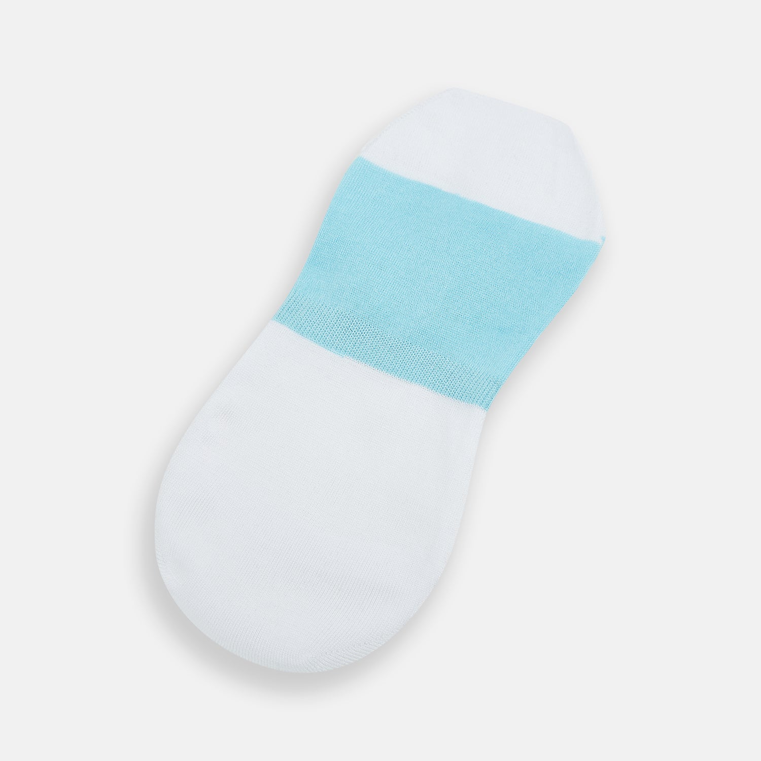 Image 3 of product A single Turnbull & Asser White No-Show Sock, low-cut with a light blue front and white heel, displayed against a plain white background.