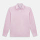 The Pink Rugby Polo Shirt by Turnbull & Asser features long sleeves, a collar, and V-neck opening in luxury cotton, shown flat on a white background.