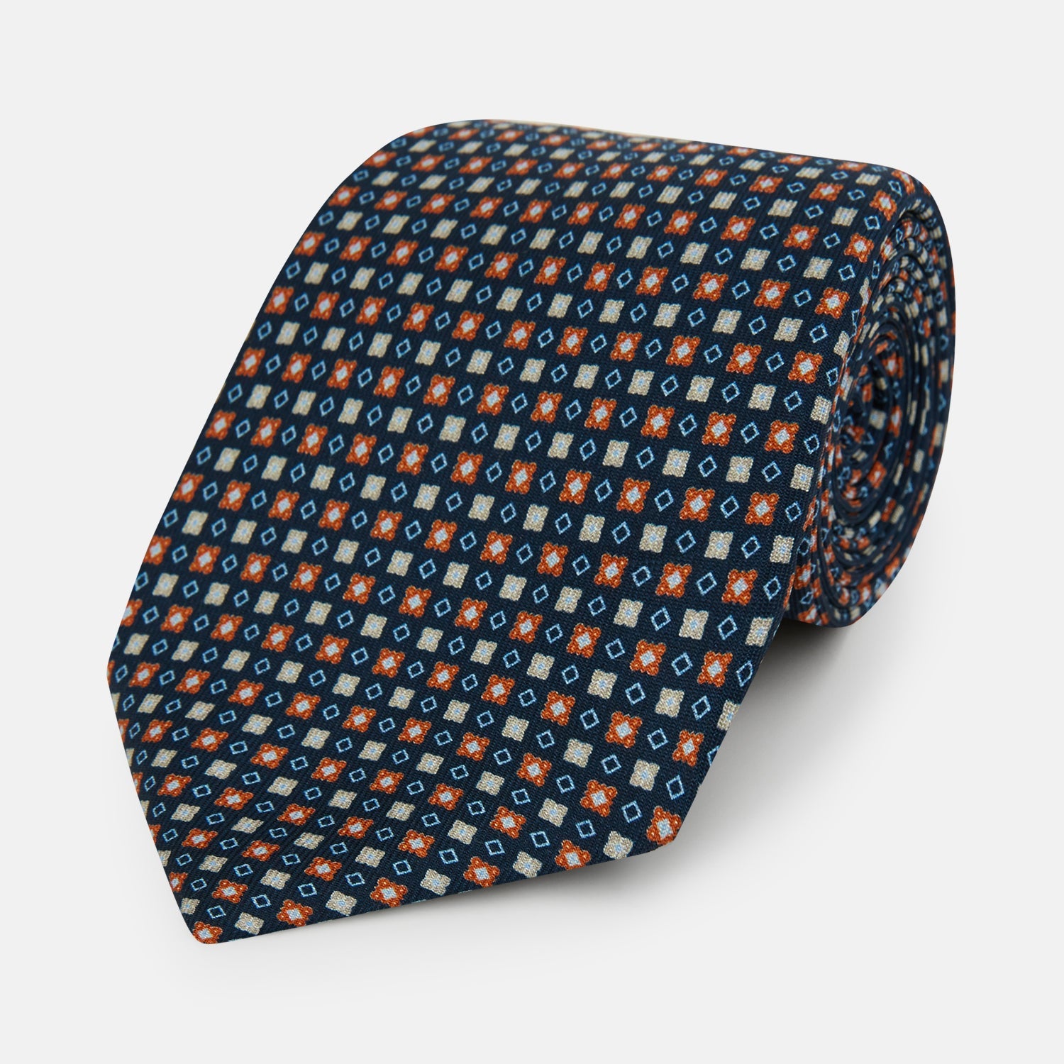 Image 1 of product Navy and Orange Geometric Motif Silk Tie