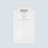 Tailored Fit White Pleated Front Shirt with Kent Collar and Double Cuffs