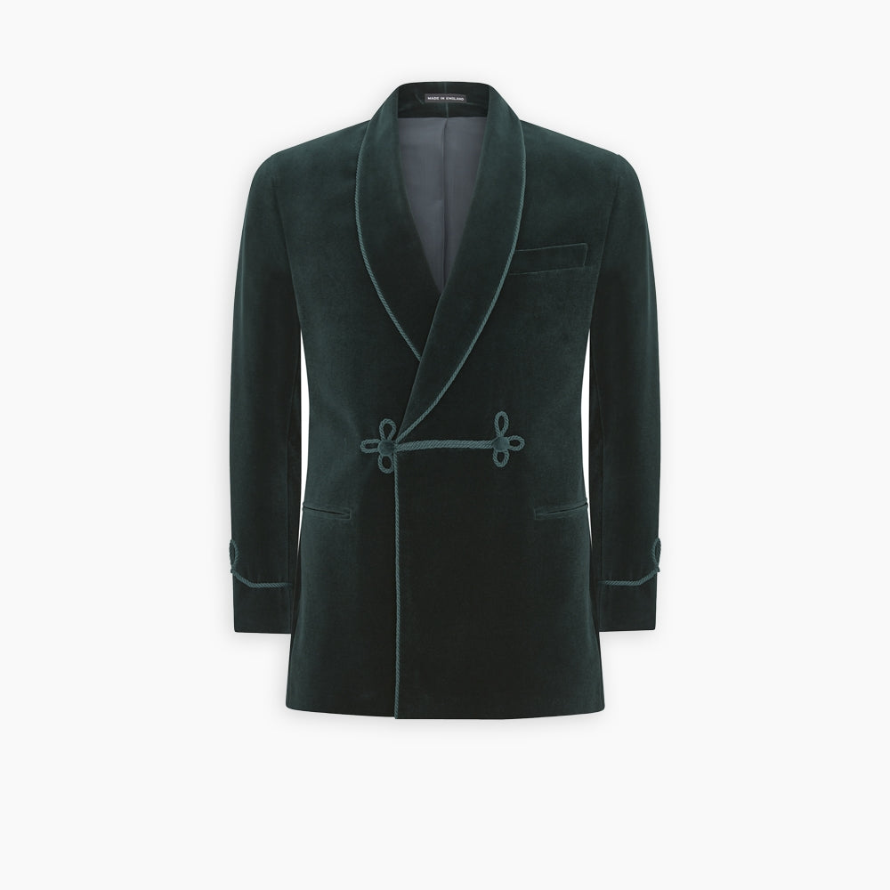 Green Double Breasted Velvet Smoking Jacket Turnbull & Asser