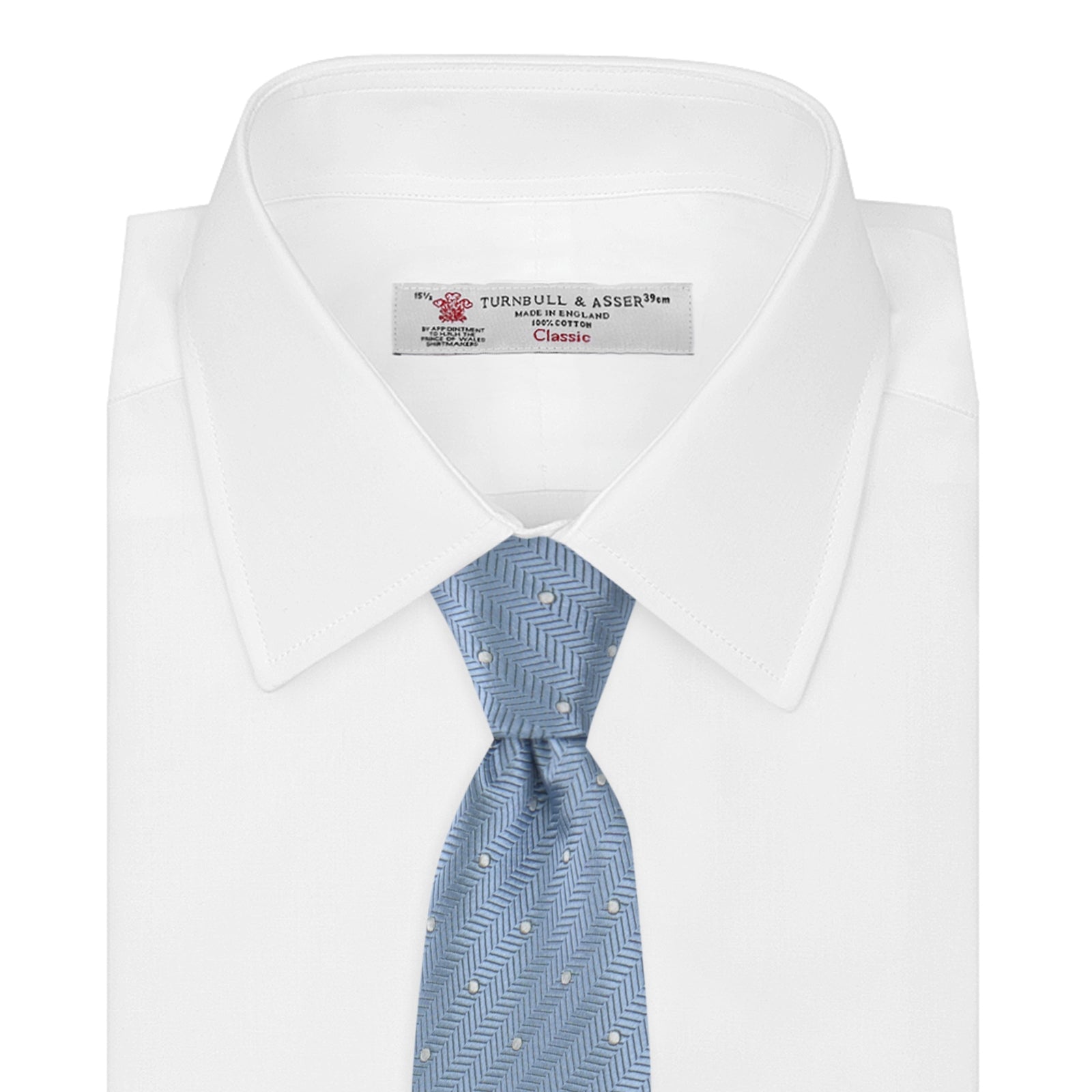 Image 2 of product Ice Blue and White Small Spot Herringbone Silk Tie