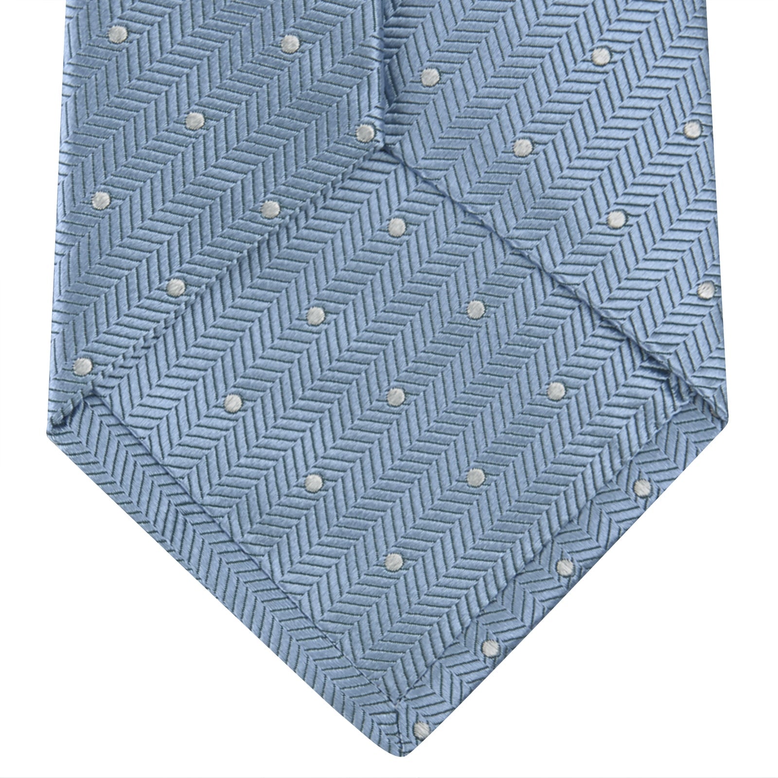Image 4 of product Ice Blue and White Small Spot Herringbone Silk Tie