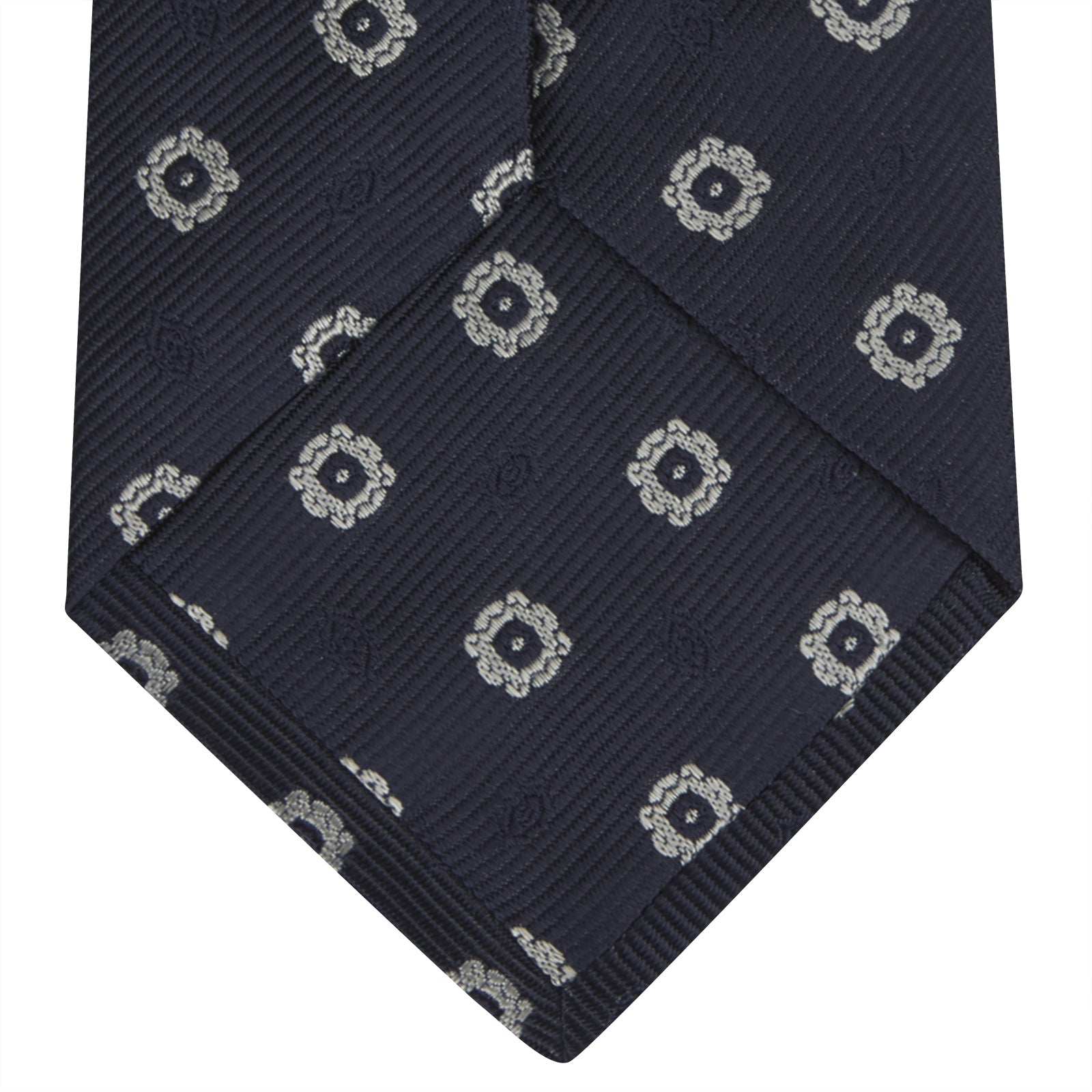 Image 4 of product Navy and Silver Emblem Spot Silk Tie