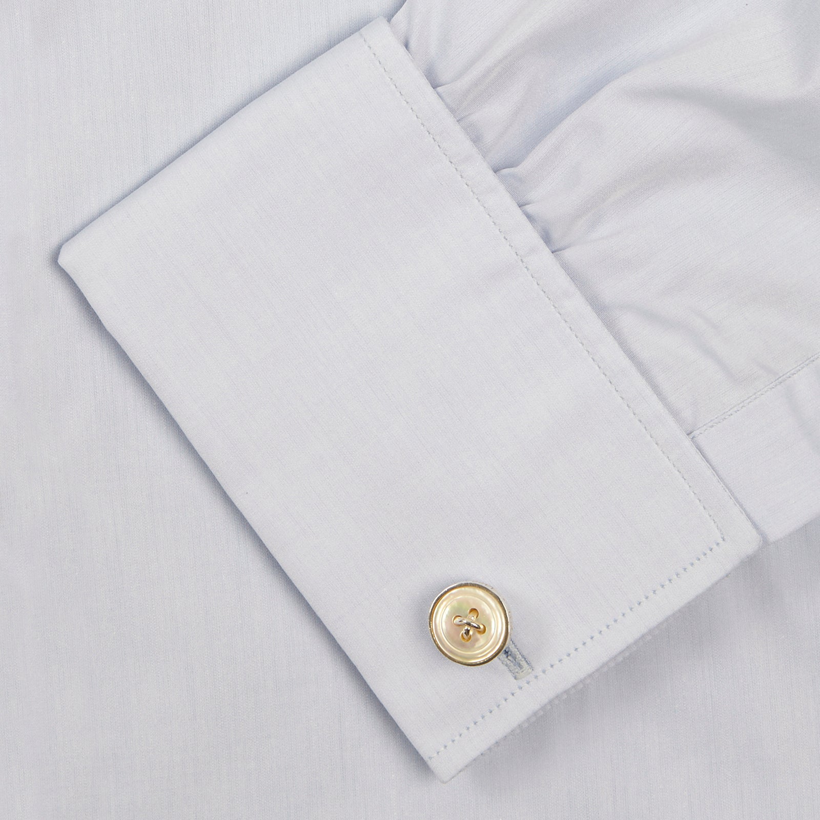 Image 6 of product Blue West Indian Sea Island Cotton Shirt with T&A Collar and Double Cuffs