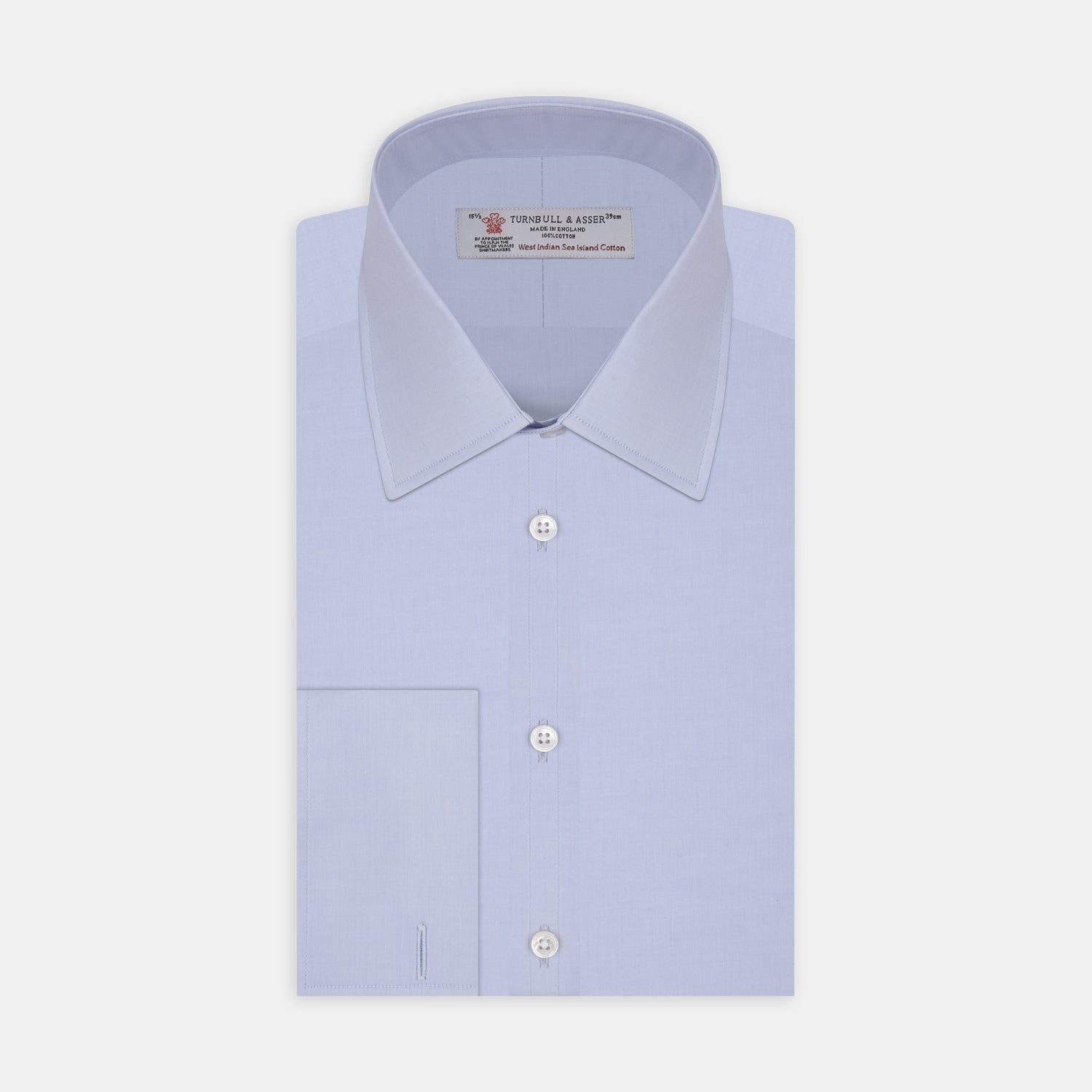 Image 1 of product Blue West Indian Sea Island Cotton Shirt with T&A Collar and Double Cuffs