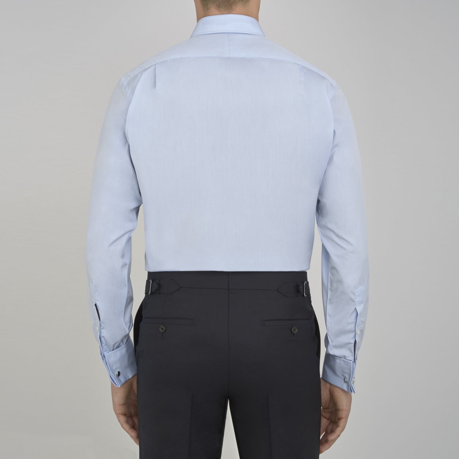 Image 3 of product Blue West Indian Sea Island Cotton Shirt with T&A Collar and Double Cuffs