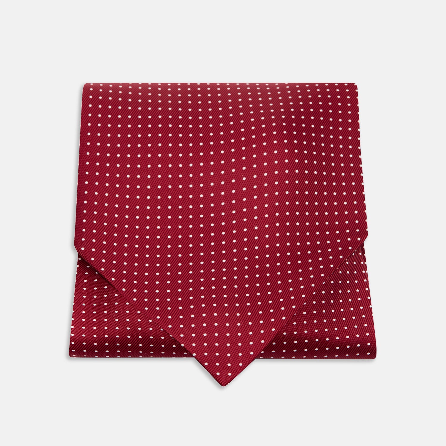 Image 1 of product The Burgundy and White Mini Spot Silk Cravat by Turnbull & Asser adds refined detail—ideal neckwear for wedding guests, especially paired with a matching maroon pocket square.