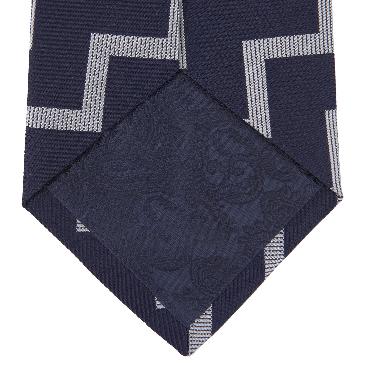 Image 4 of product Navy and White Striped Zigzag Silk Tie