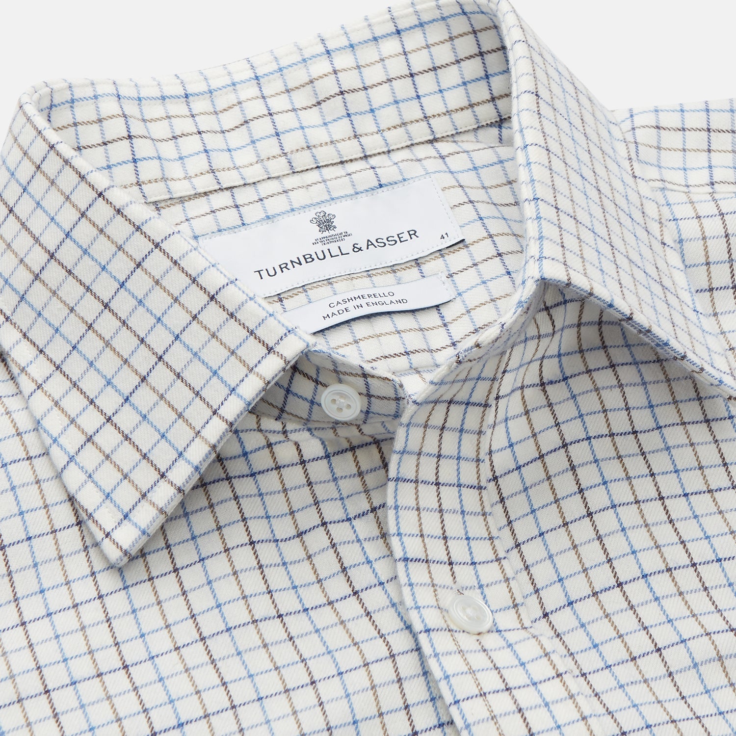 Image 3 of product Blue Tattersall Check Cashmerello Regular Fit Mayfair Shirt