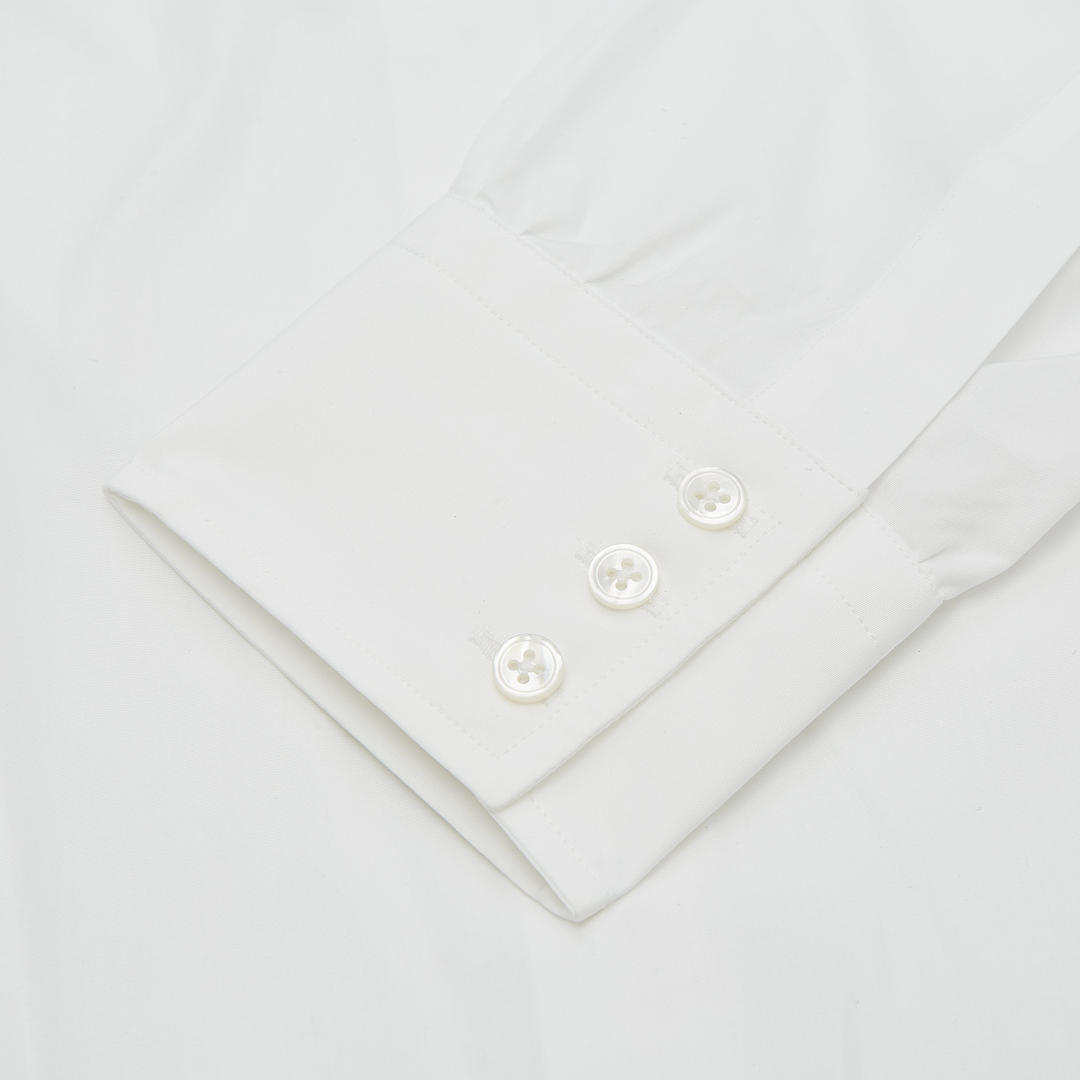 Image 2 of product Plain White Regular Fit Cotton Shirt with Round Collar and 3-Button Cuffs