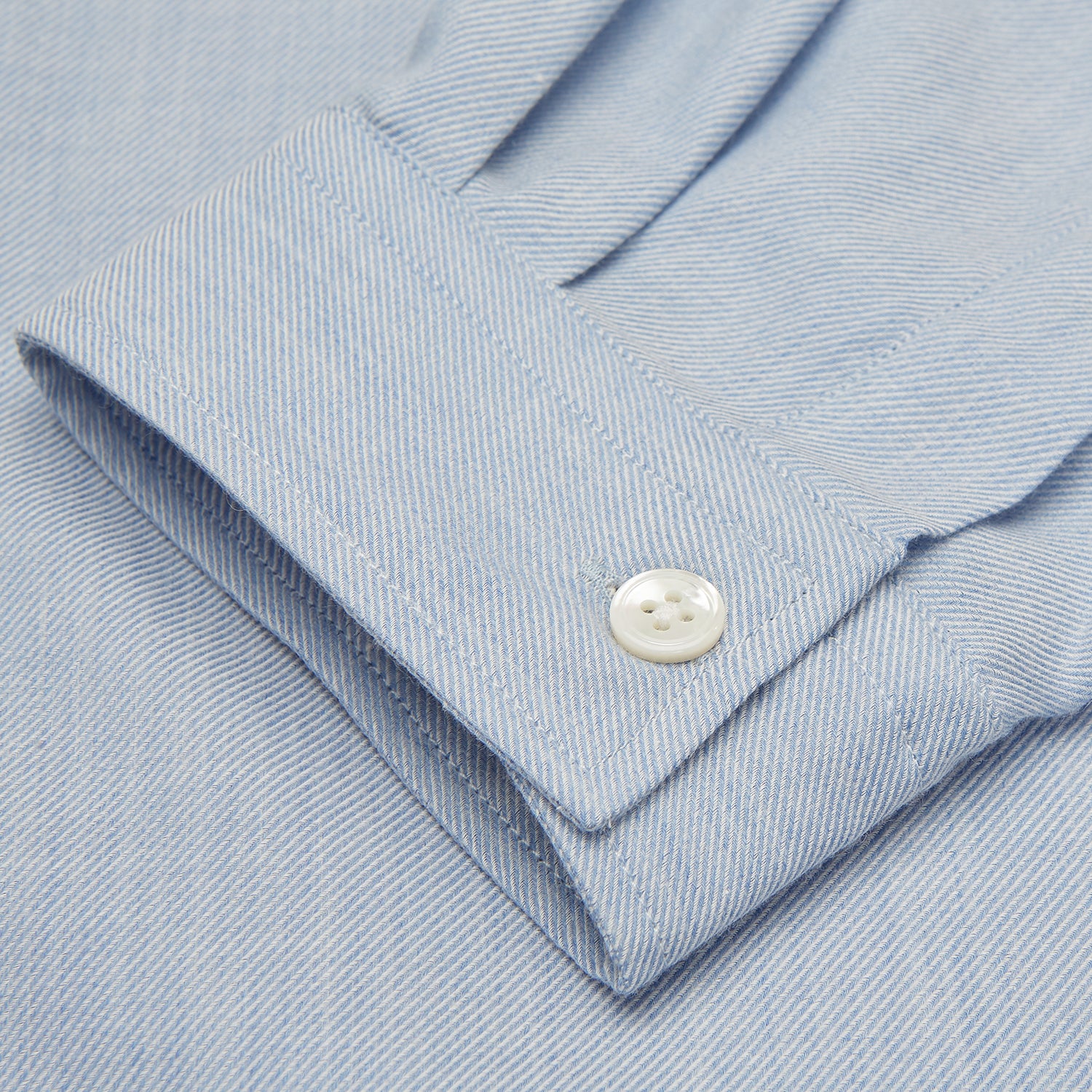 Image 5 of product Holiday Fit Blue Cotton and Cashmere Blend Shirt with 1-Button Cuffs
