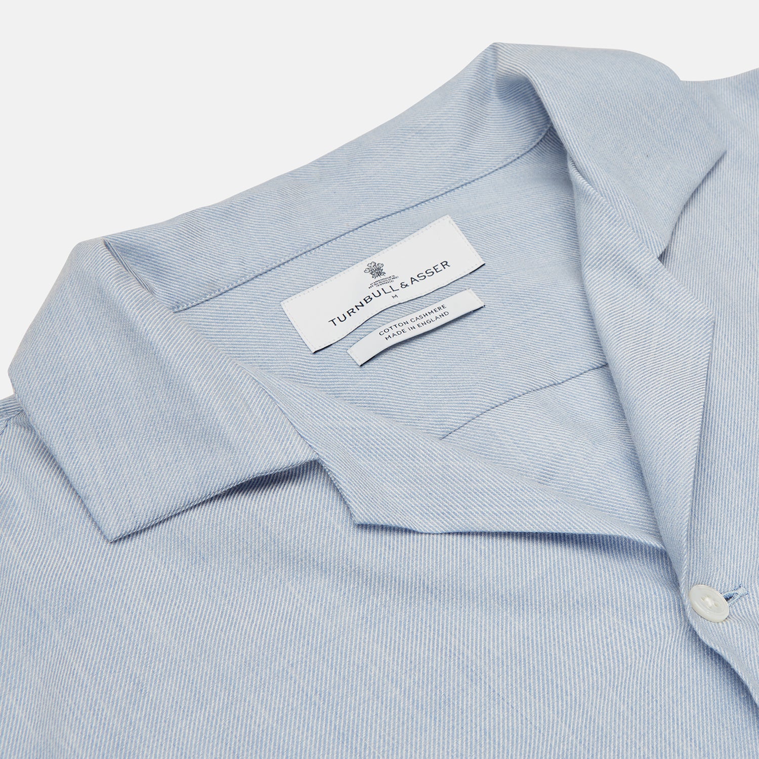 Image 6 of product Holiday Fit Blue Cotton and Cashmere Blend Shirt with 1-Button Cuffs