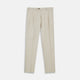 Stone Cotton Twill Pleated Trousers