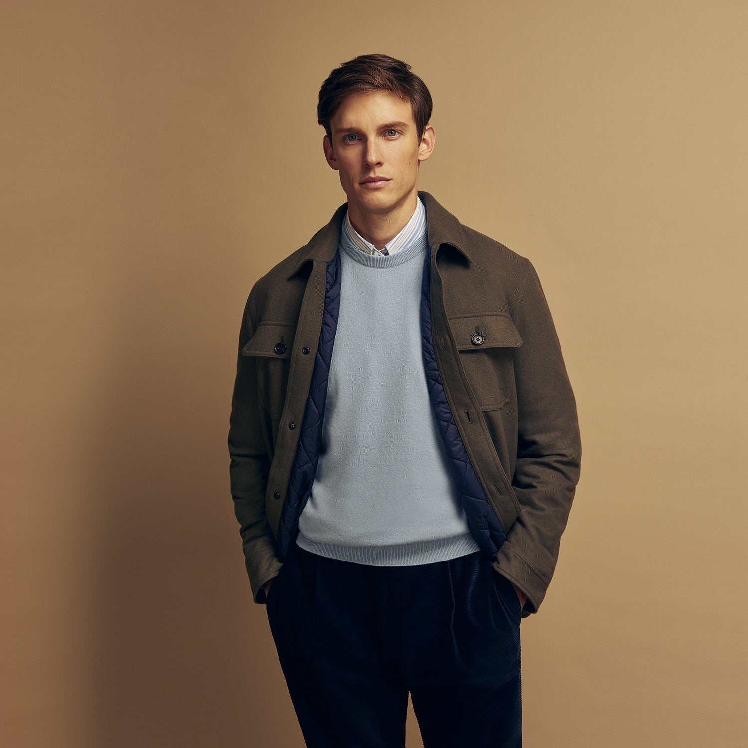 Image 3 of product Green Quilted Cashmere Amhurst Overshirt