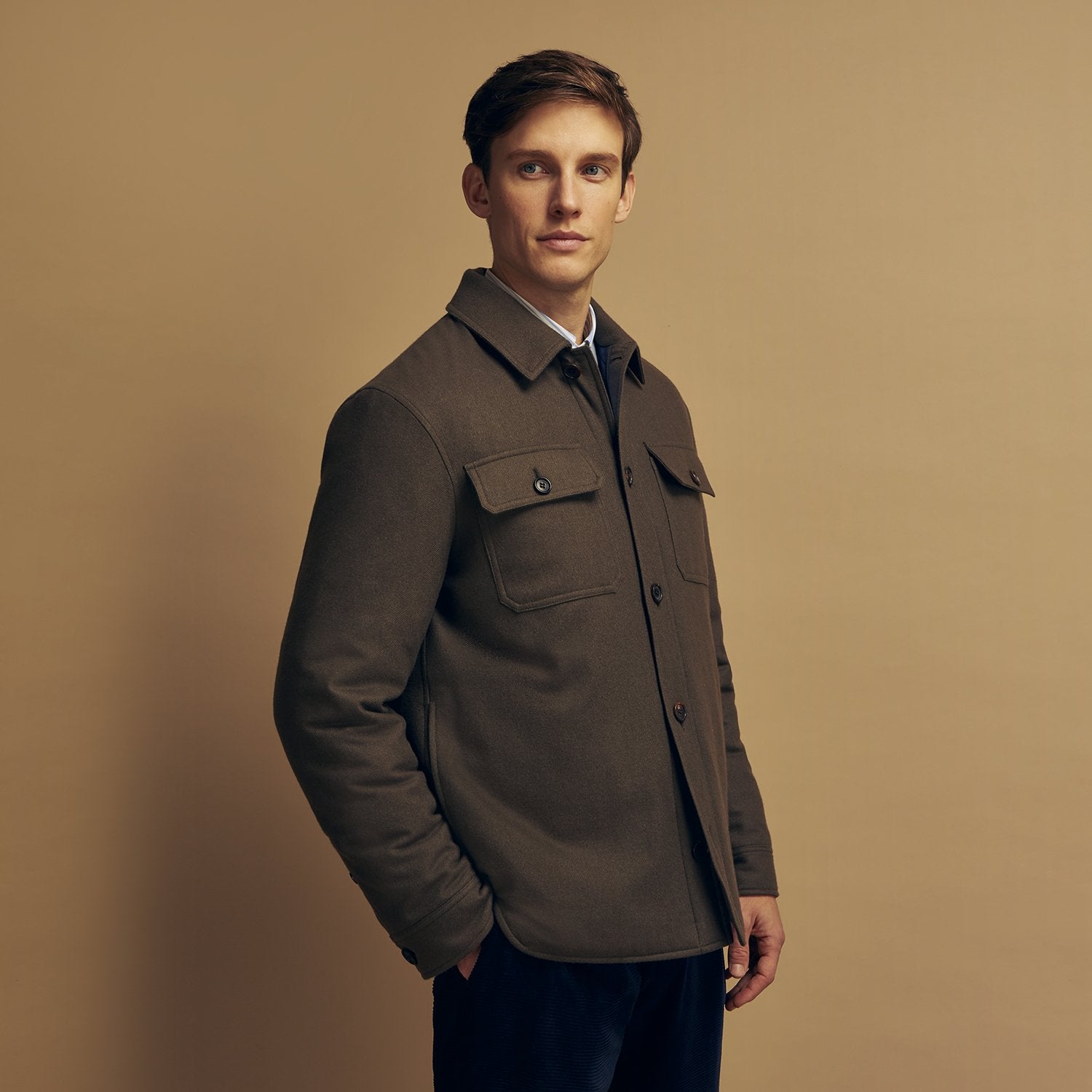 Image 4 of product Green Quilted Cashmere Amhurst Overshirt