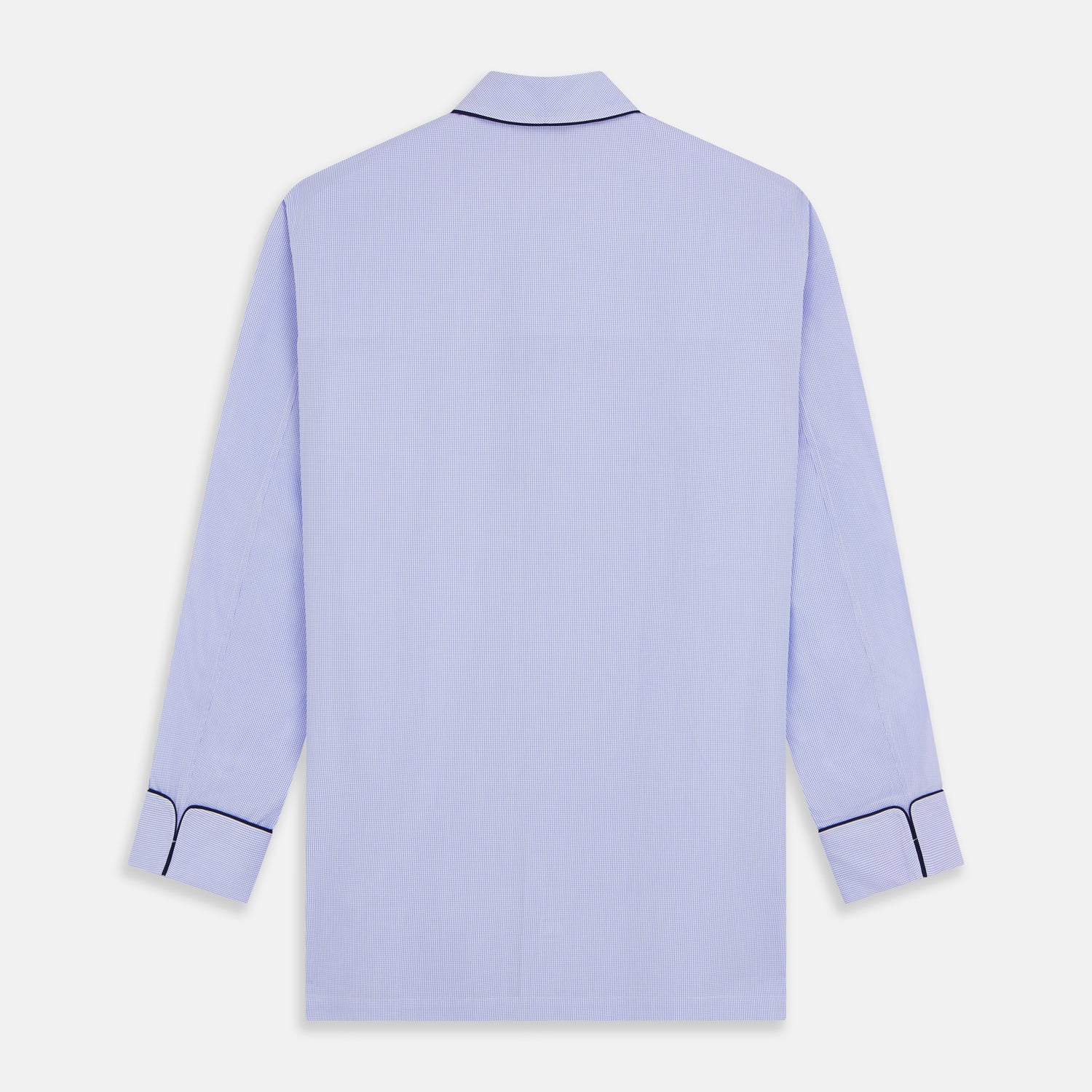 Image 6 of product Blue Fine Check Piped Sea Island Quality Cotton Pyjama Set