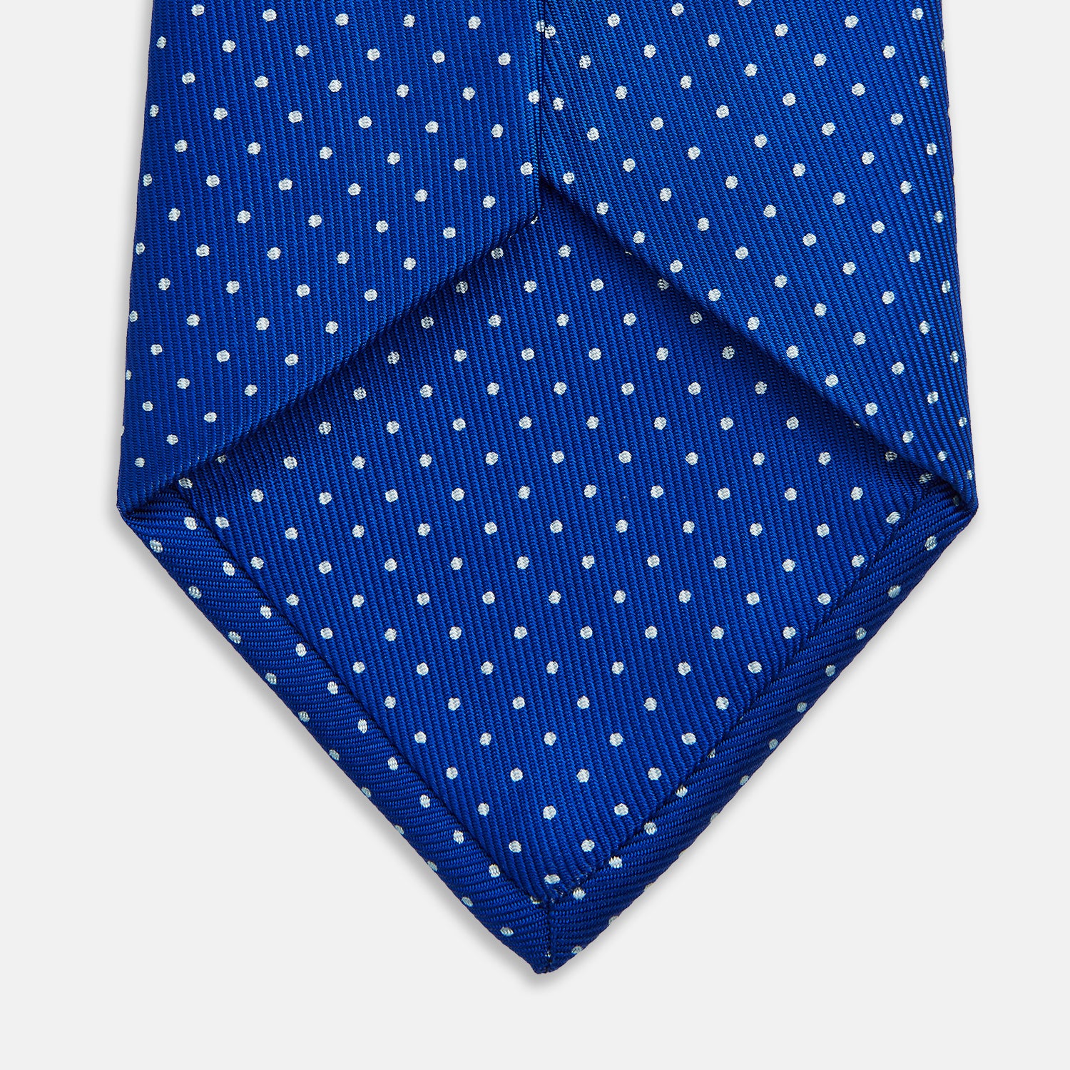 Image 4 of product Long Blue and White Small Spot Printed Silk Tie