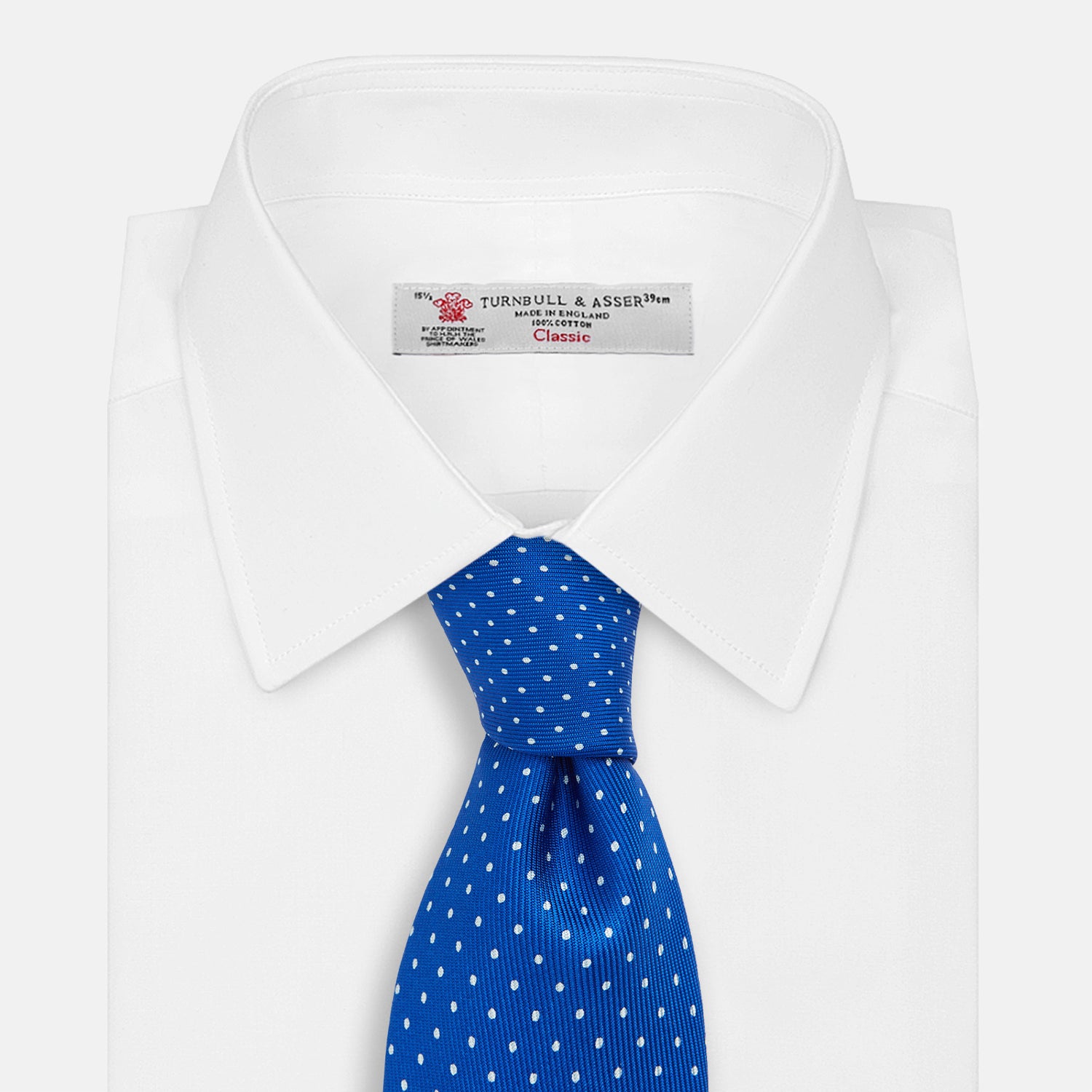 Image 2 of product Long Blue and White Small Spot Printed Silk Tie