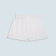 Turnbull & Asser’s White Sea Island Quality Cotton Boxer Shorts, shown flat on a light blue background, offer luxurious comfort with an elastic waistband—a premium underwear choice.
