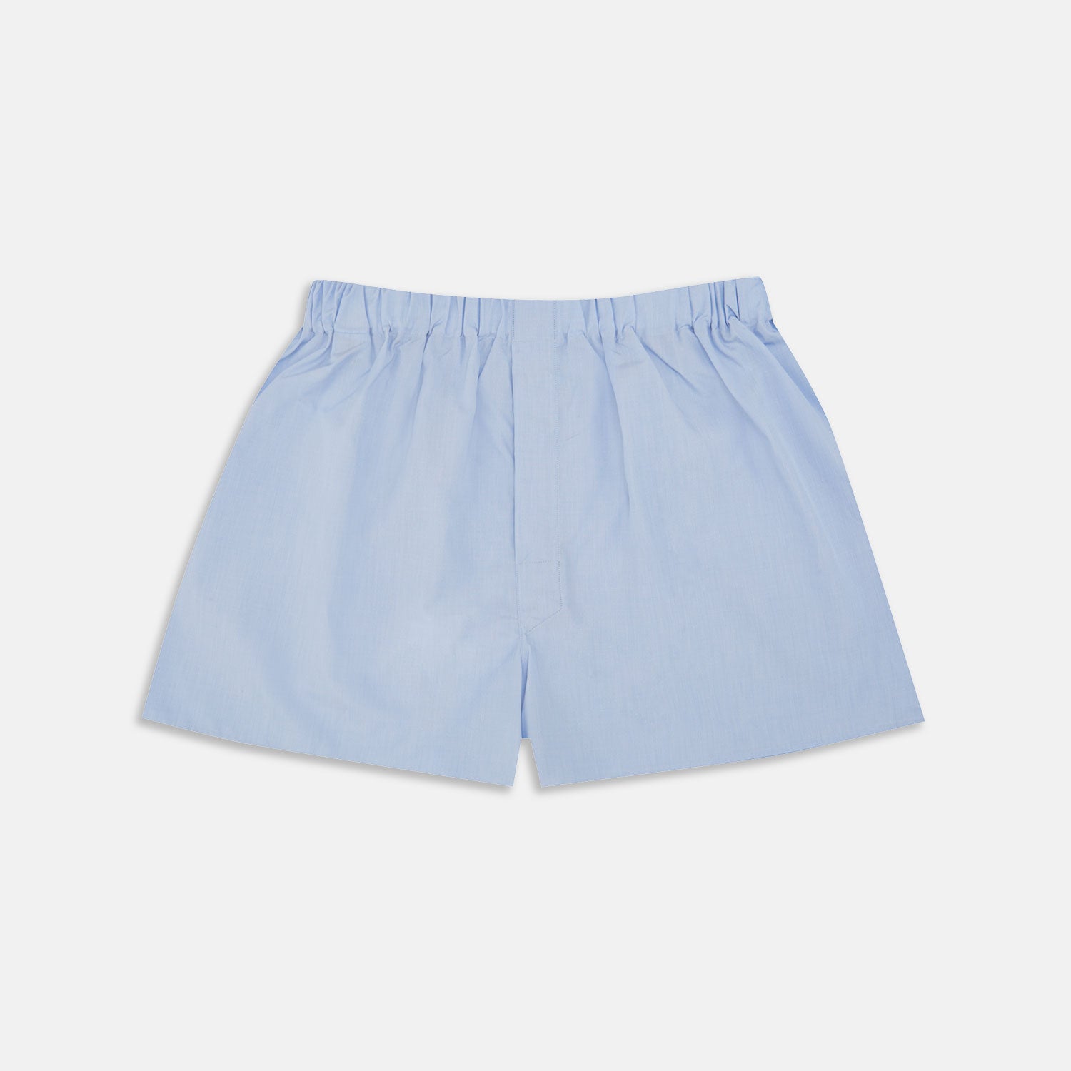 Image 1 of product Turnbull & Asser Plain Blue Sea Island Quality Cotton Boxer Shorts feature premium soft cotton and an elastic waistband, shown flat against a white background.