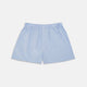 Turnbull & Asser Plain Blue Sea Island Quality Cotton Boxer Shorts feature premium soft cotton and an elastic waistband, shown flat against a white background.