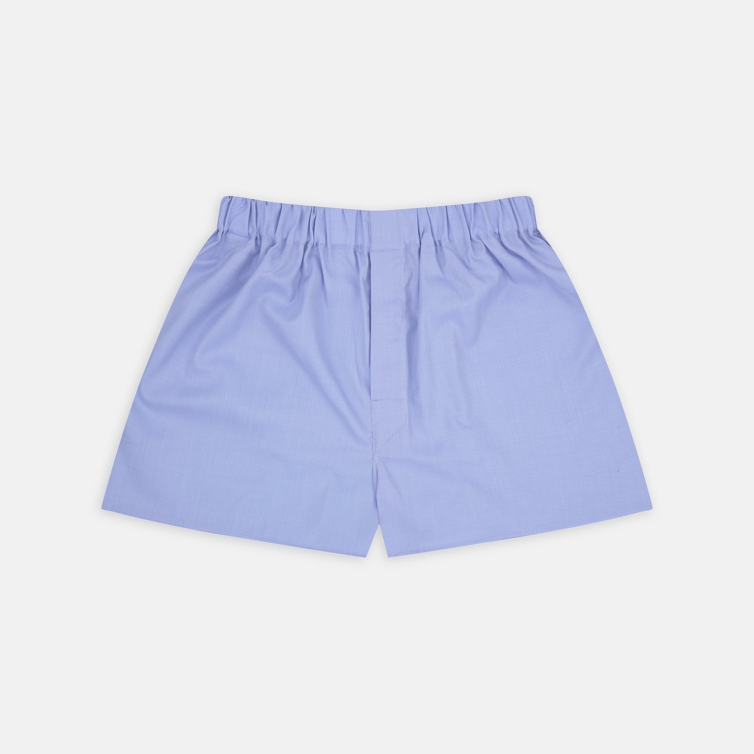 Image 1 of product Turnbull & Asser Blue Herringbone Sea Island Quality Cotton Boxer Shorts feature an elastic waistband and are displayed flat on a plain white background.