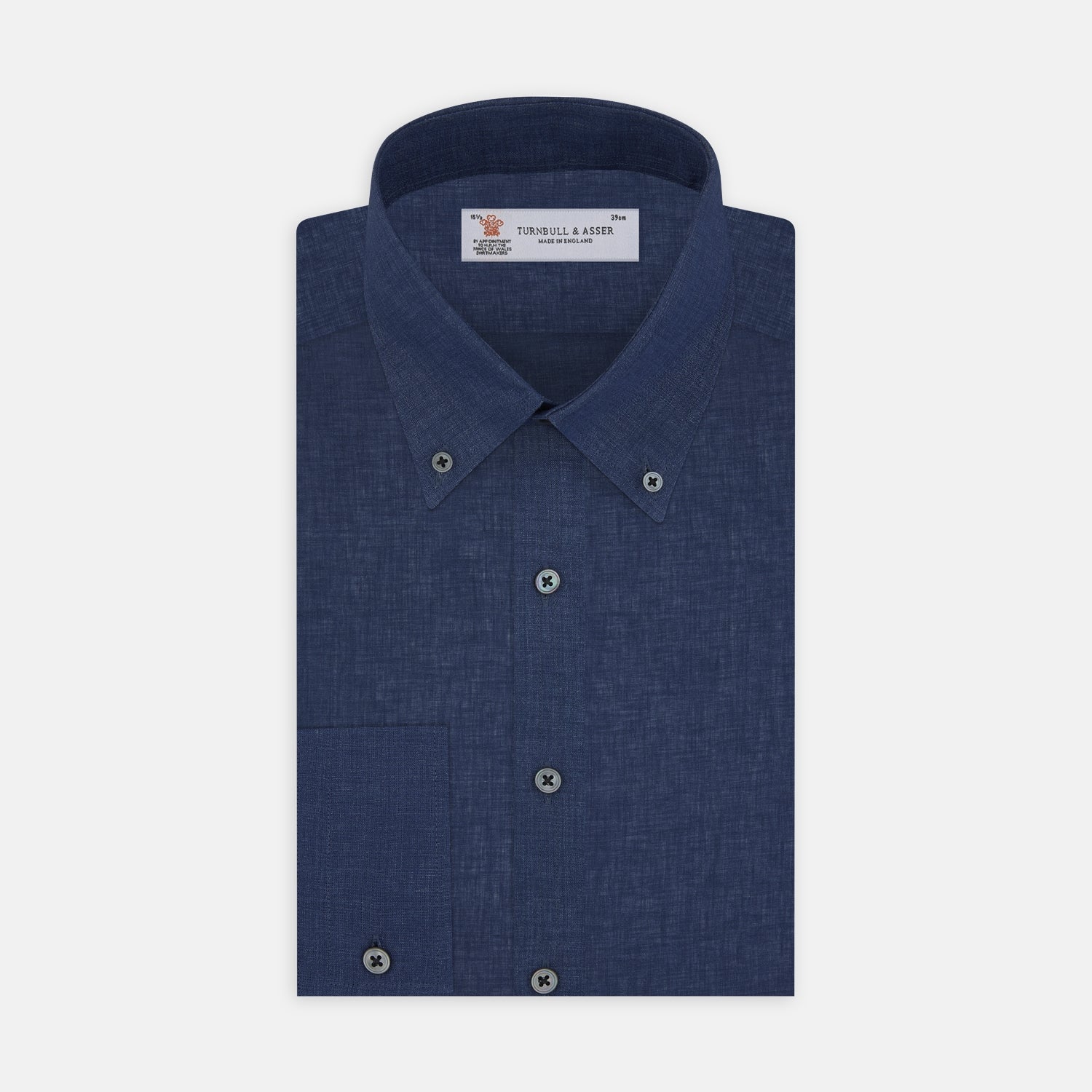 Image 1 of product Weekend Fit Navy Linen Shirt with Dorset Collar and 1-Button Cuff