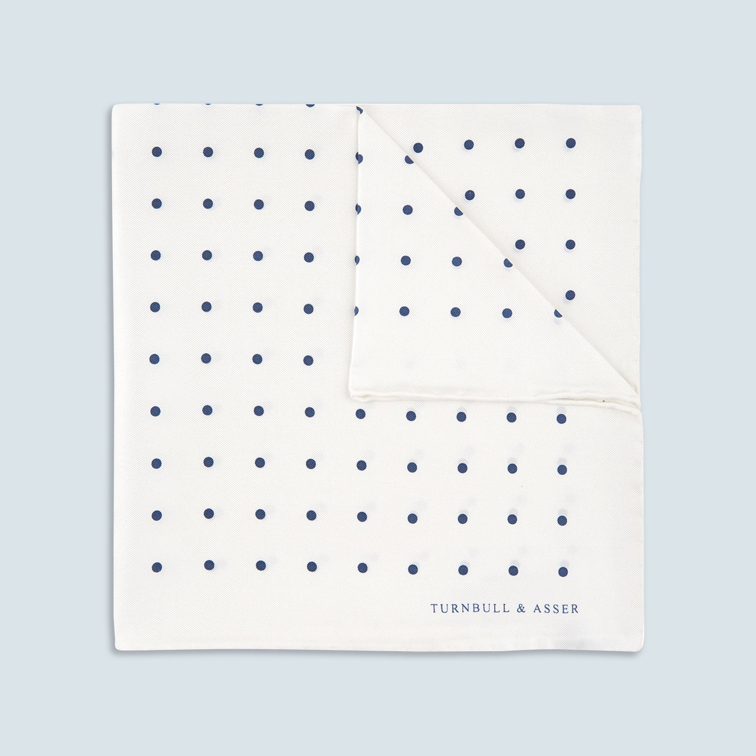 Image 1 of product White and Navy Spot Silk Pocket Square