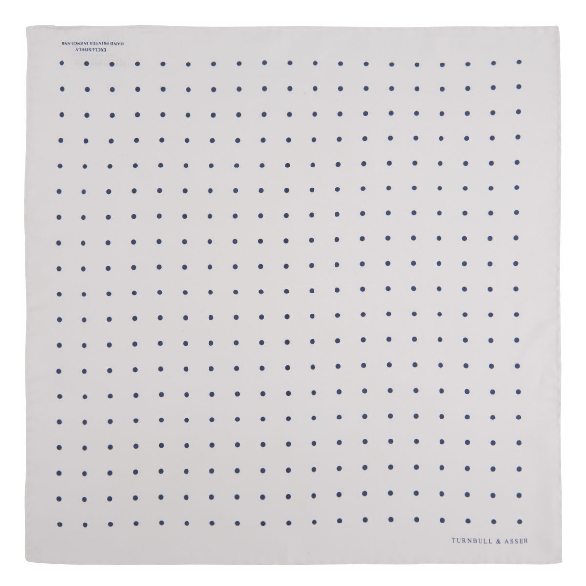 Image 2 of product White and Navy Spot Silk Pocket Square