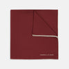 Burgundy and White Piped Silk Pocket Square