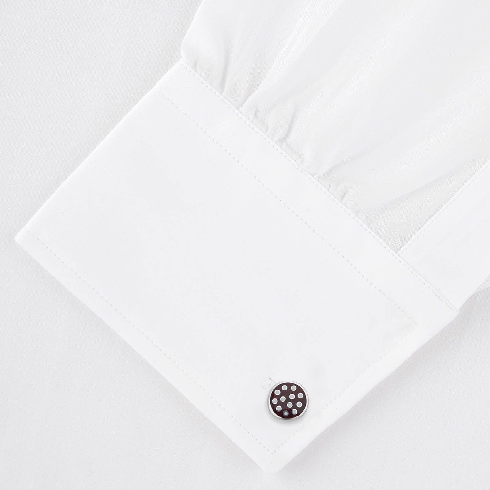 Image 4 of product Spotted Burgundy and White Sterling Silver Enamelled Cufflinks