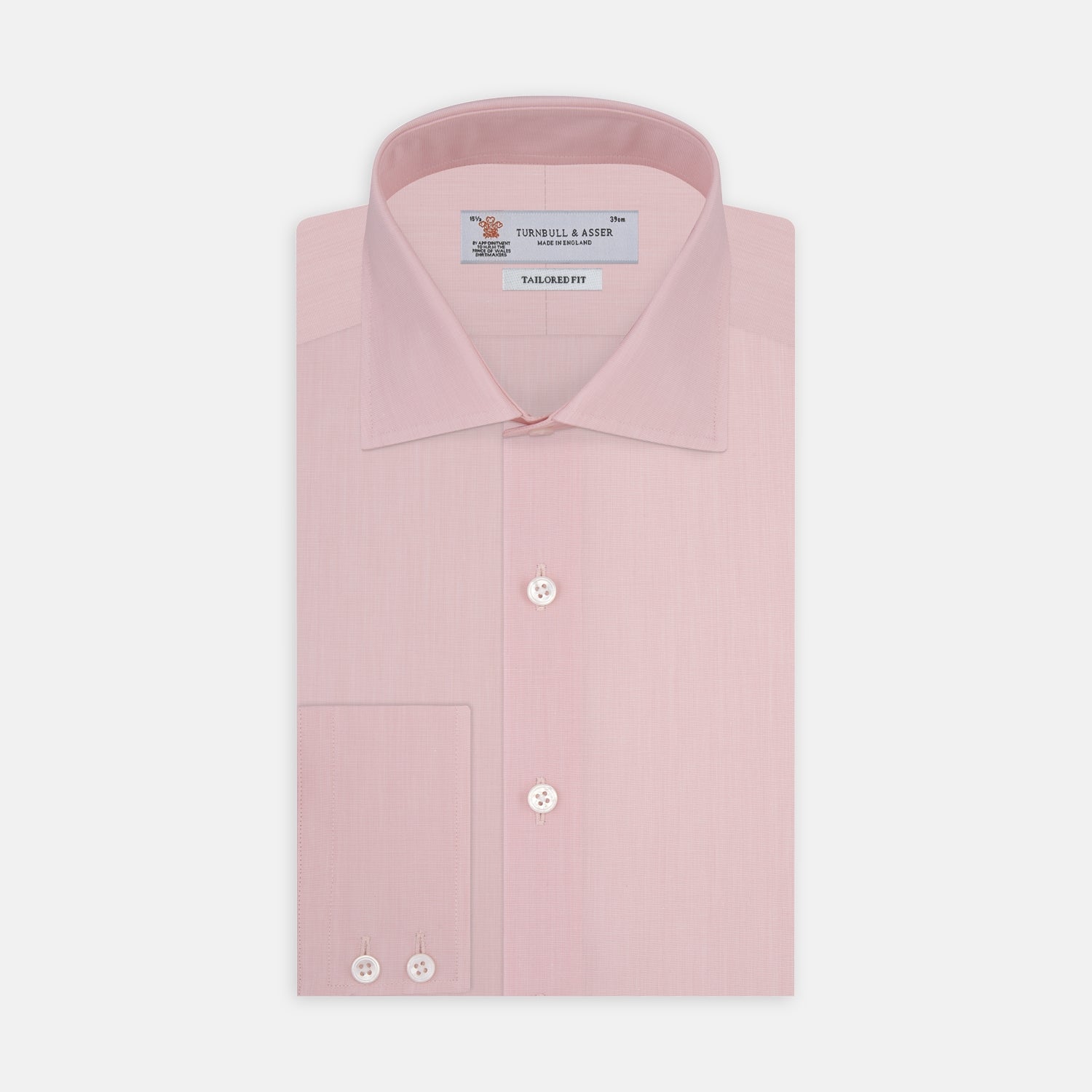 Image 1 of product Tailored Fit Pink End-on-End Cotton Shirt with Kent Collar and 2-Button Cuffs