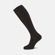 The Turnbull & Asser Chocolate Brown Long Merino Wool Sock is displayed on a white background, positioned as if worn, showcasing its subtle ribbed texture—highlighting the refined elegance of luxury men's socks.