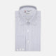 Tailored Fit Blue and White Stripe Sea Island Quality Cotton Shirt with Bury Collar and 3-Button Cuffs